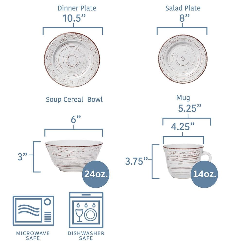 Trellis White 16 Piece Dinnerware Set, Service for 4