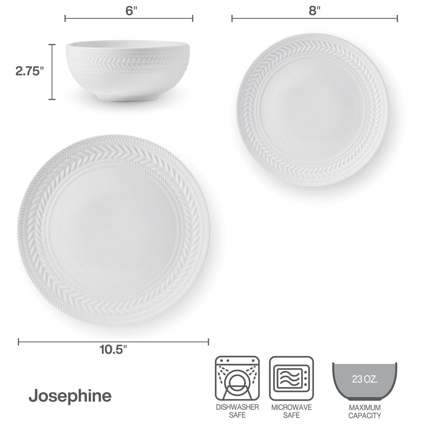 Josephine 24 Piece Dinnerware Set, Service for 8