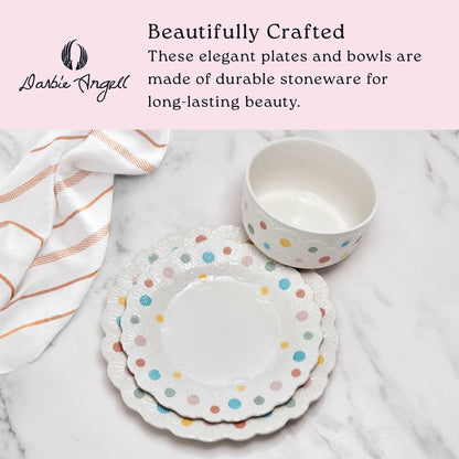 Darbie Angell Painted Daisy 12 Piece Dinnerware Set, Service or 4