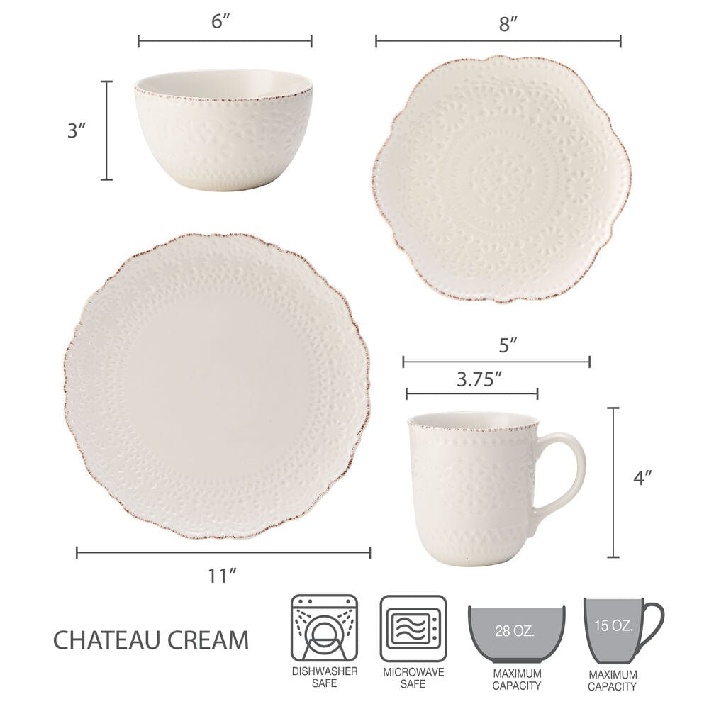 Chateau Cream 32 Piece Dinnerware Set, Service for 8