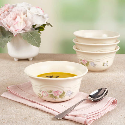 Tea Rose Set of 4 Deep Soup Cereal Bowls