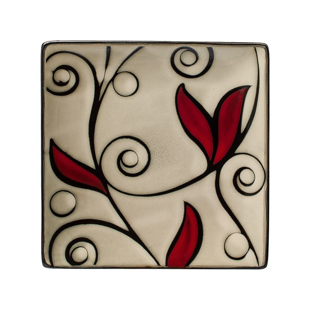 Belmont Set of 4 Square Red Vine Salad Plates