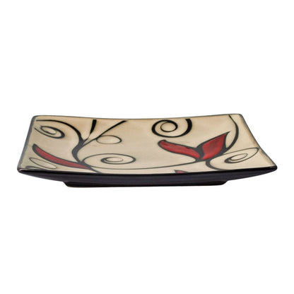 Belmont Set of 4 Square Red Vine Salad Plates