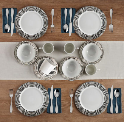 Bryson White 16 Piece Dinnerware Set, Service for 4