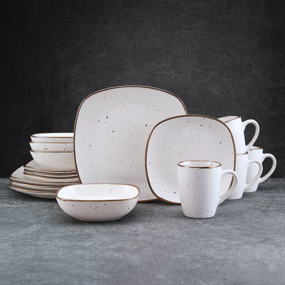Decker White 16 Piece Dinnerware Set, Service for 4