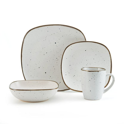 Decker White 16 Piece Dinnerware Set, Service for 4