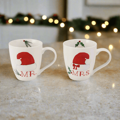 Mr. & Mrs. Santa Hat Set of 2 Mugs