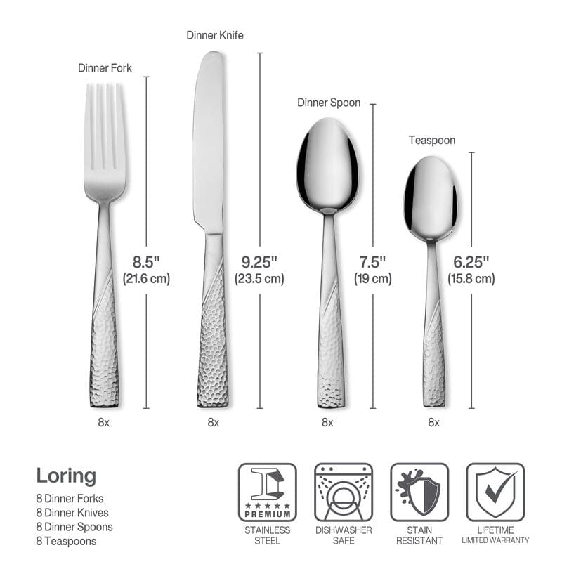 Loring 34 Piece Flatware Set, Service for 8