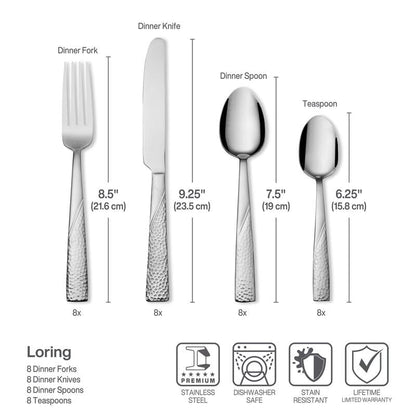 Loring 34 Piece Flatware Set, Service for 8