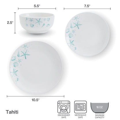 Tahiti 12 Piece Dinnerware Set, Service for 4