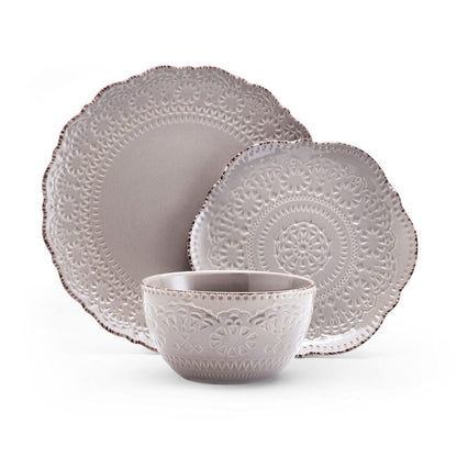 Chateau Smoke 12 Piece Dinnerware Set, Service for 4