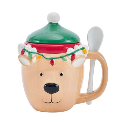 Reindeer Mug with Spoon and Cover