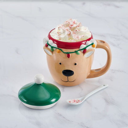 Reindeer Mug with Spoon and Cover