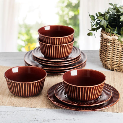 Dannie Red 12 Piece Dinnerware Set, Service for 4