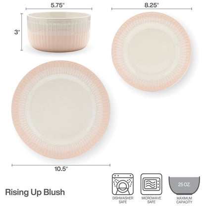 Darbie Angell Rising Up Blush 12 Piece Dinnerware Set, Service for 4