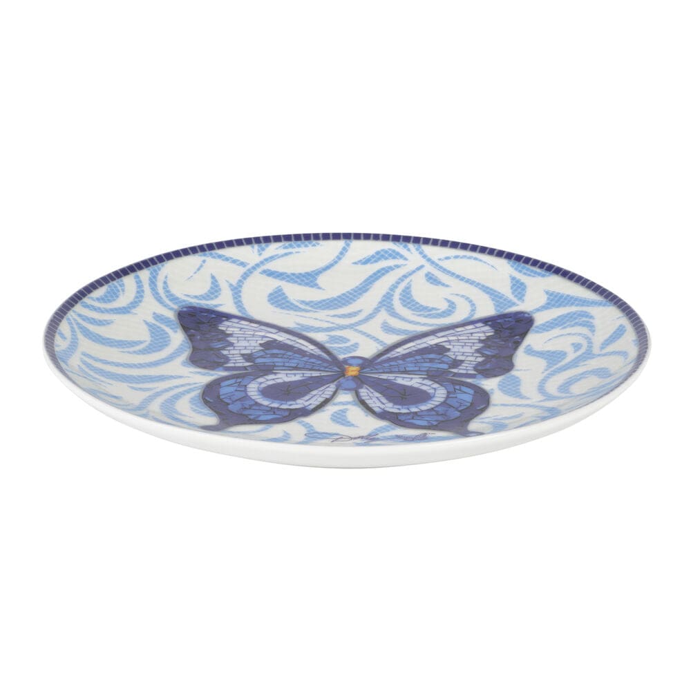 Dolly Parton Mosaic Blue Butterfly 12 Piece Dinnerware Set Service for 4