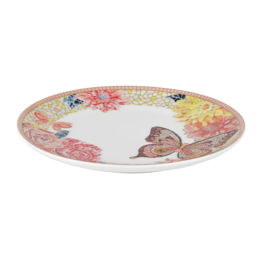 Dolly Parton Mosaic Peach Butterfly 12 Piece Dinnerware Set Service for 4