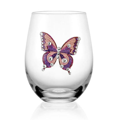 Dolly Parton Jeweled Mosaic Set of 2 Stemless Wine Glasses