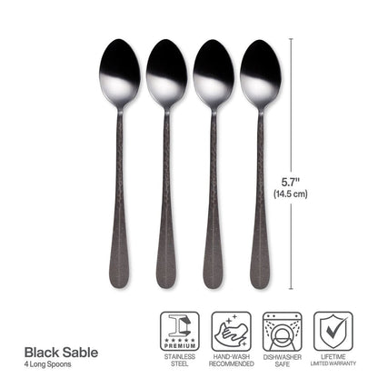 Sable Black Set of 4 Long Handled Spoons