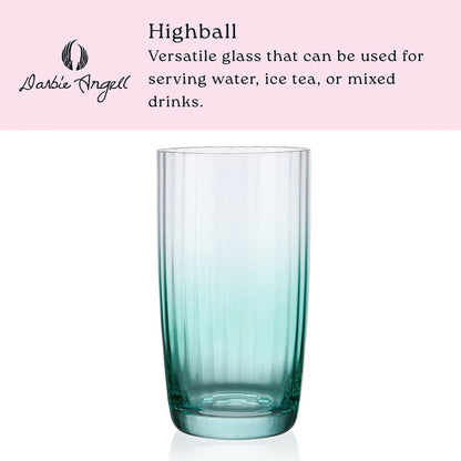 Darbie Angell Good Day Teal Set of 4 Highball Glasses
