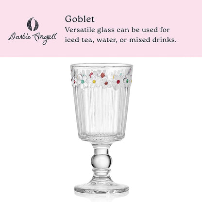 Darbie Angell Painted Daisy Set of 4 Goblets