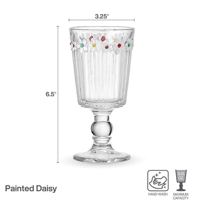 Darbie Angell Painted Daisy Set of 4 Goblets