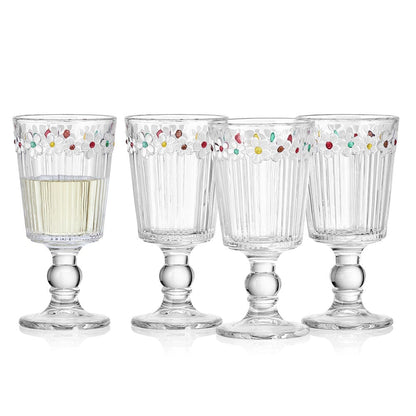 Darbie Angell Painted Daisy Set of 4 Goblets