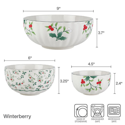 Winterberry® Set of 3 Scalloped Serving Bowls