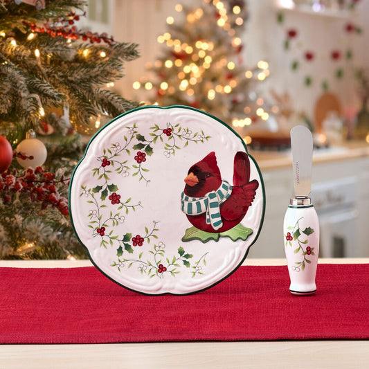 Winterberry® Cardinal Appetizer Plate with Spreader