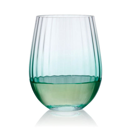 Darbie Angell Good Day Teal Set of 4 Stemless Wine Glasses
