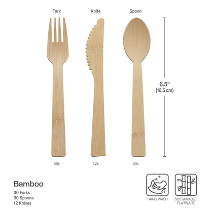 Let's Eat 72 Piece Bamboo Flatware Set