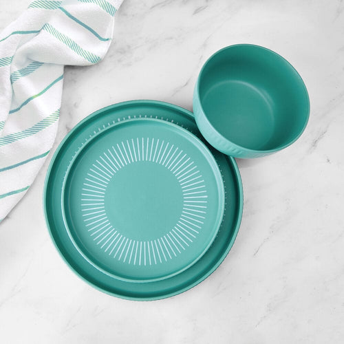Darbie Angell Mod Teal 12 Piece Dinnerware Set, Service for 4