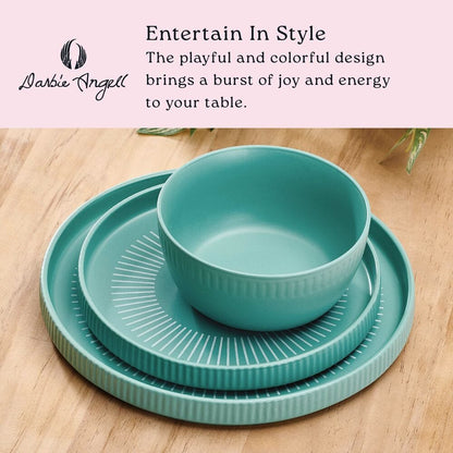 Darbie Angell Mod Teal 12 Piece Dinnerware Set, Service for 4