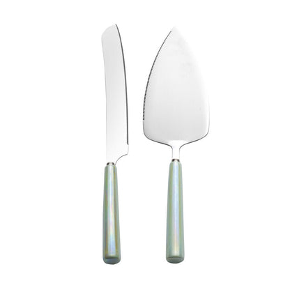 Serenity Ceramic Handle 2 Piece Cake Knife and Server Set