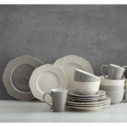 Abby Gray 16 Piece Dinnerware Set, Service for 4