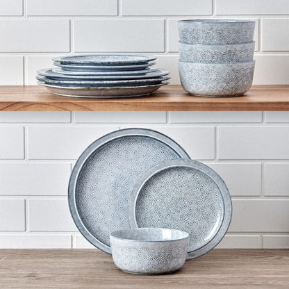 Blooming Meadow Blue 12 Piece Dinnerware Set, Service for 4