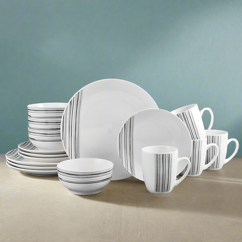 Brushed Lines 16 Piece Dinnerware Set, Service for 4