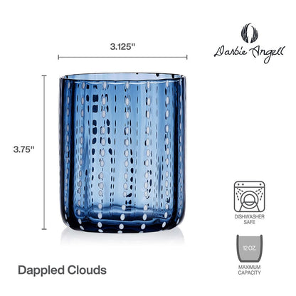 Darbie Angell Dappled Clouds Cobalt Set of 4 Double Old Fashioned Glasses