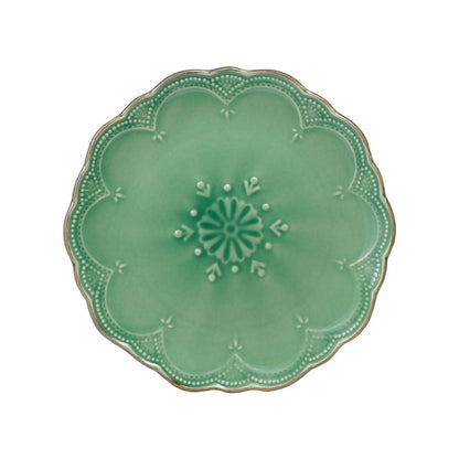 French Lace Green 16 Piece Dinnerware Set Service for 4