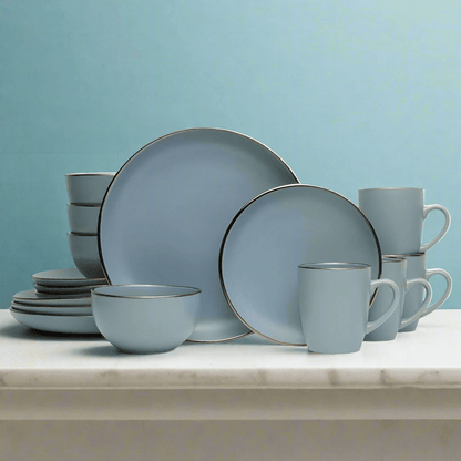 Hadlee Blue 16 Piece Dinnerware Set, Service for 4