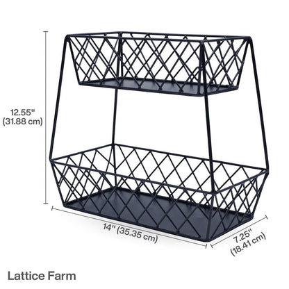 Lattice Farm Flat Back 2 Tier Storage Basket