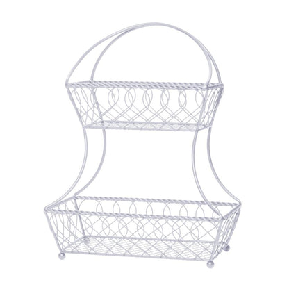 Loop And Lattice 2 Tier White Flatback Storage Basket