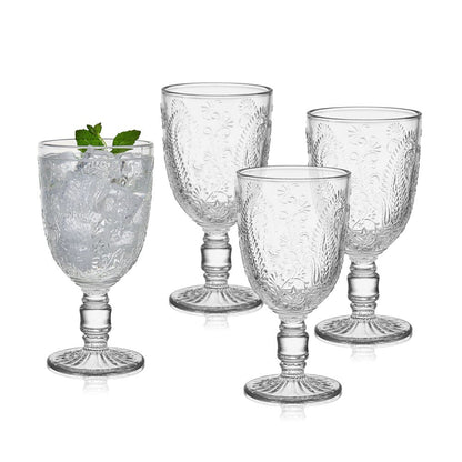 Fitz and Floyd Maddi Goblets Set of 4, Clear