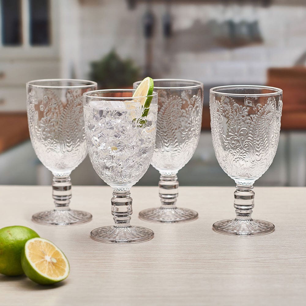 Fitz and Floyd Maddi Goblets Set of 4, Clear