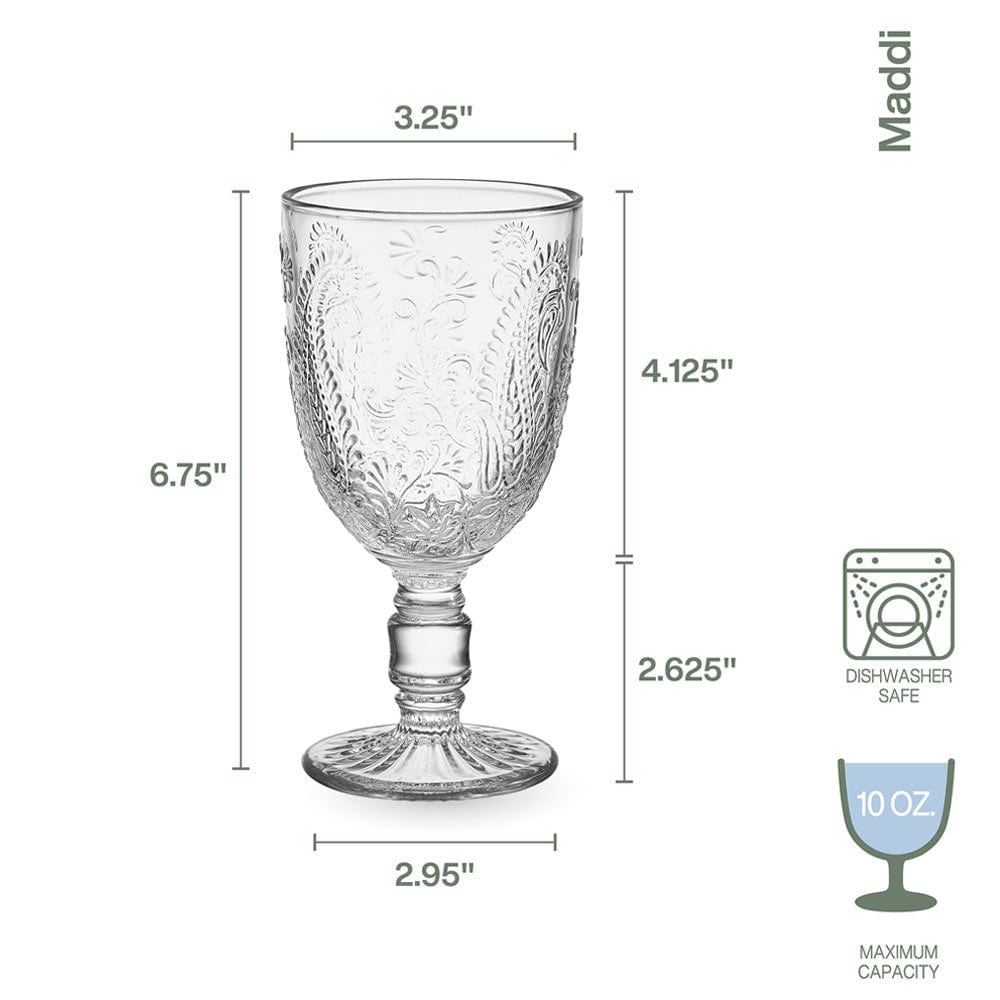 Fitz and Floyd Maddi Goblets Set of 4, Clear