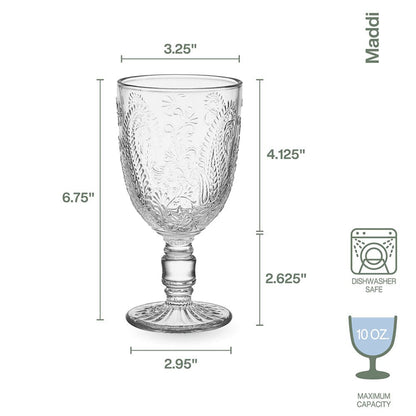 Fitz and Floyd Maddi Goblets Set of 4, Clear