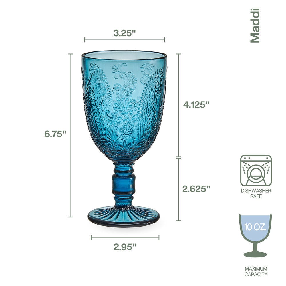 Fitz and Floyd Maddi Goblets Set of 4, Indigo