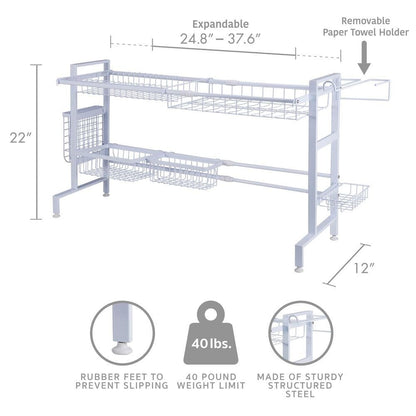 Over the Sink 2 Tier Expandable Organizer Dish Drying Rack