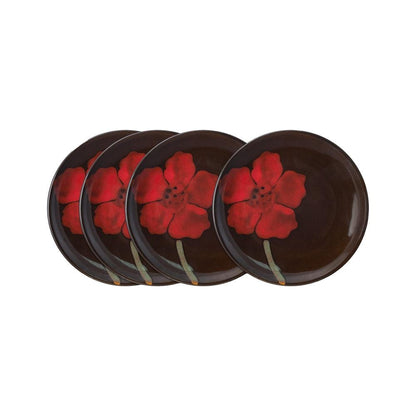 Painted Poppies Set of 4 Appetizer Plates