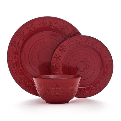 Trellis Snowflakes 12 Piece Dinnerware Set, Service for 4